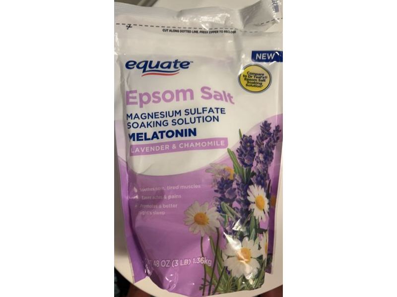 Equate Melatonin Epsom Salt, Lavender & Chamomile, 48 oz/1.36 kg
