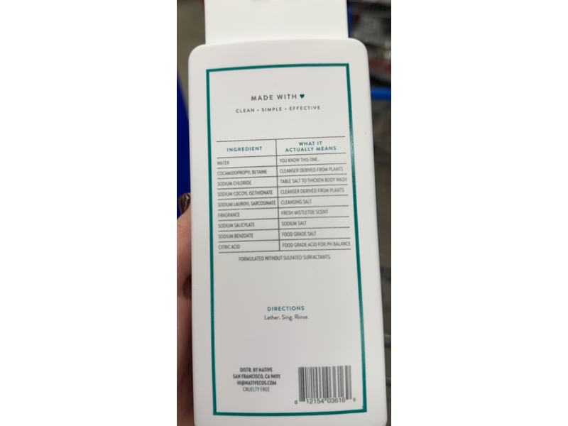 Native Body Wash, Fresh Mistletoe, 18 fl oz/532 mL