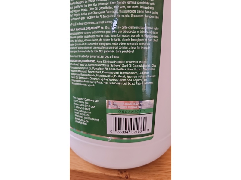 Bon Vital Massage Creme, Organic Jojoba & Aloe Vera, 3.78 L