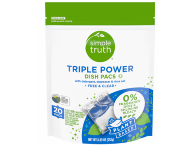 Simple Truth Triple Power Dish Pacs, Free & Clear, 8.89 oz/252 g