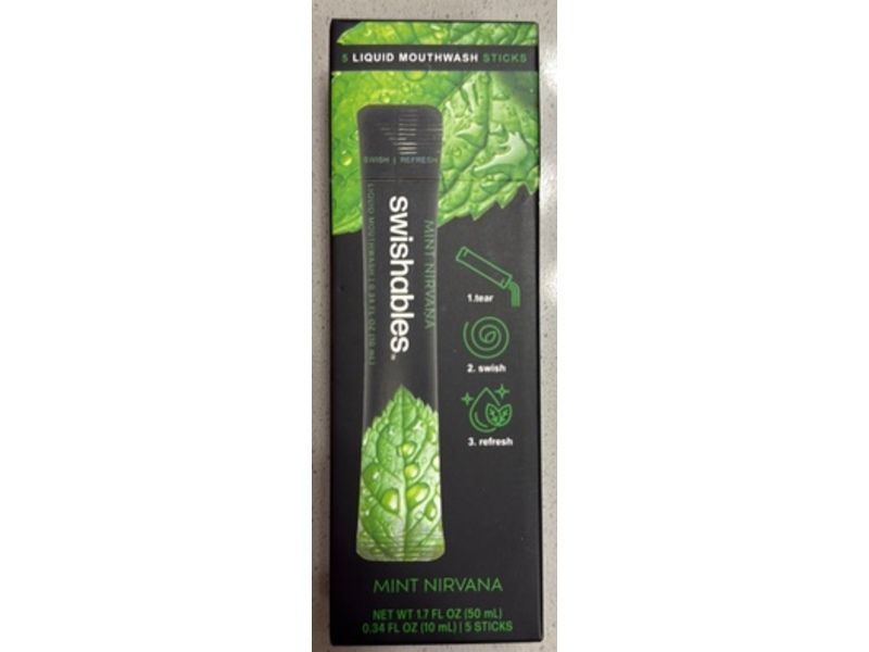Swishables Liquid Mouthwash Sticks, Mint Nirvana, 0.34 fl oz/10 mL, 5 Count