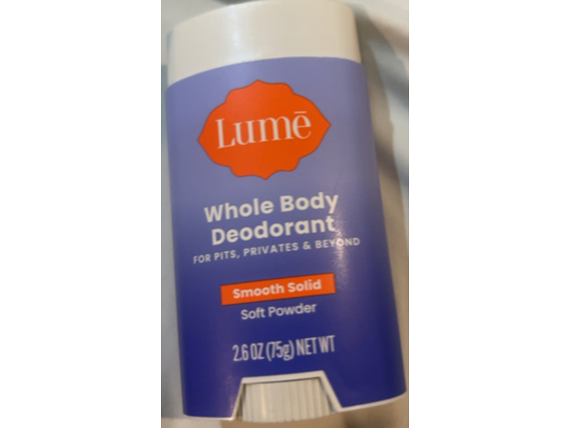 Lume Whole Body Deodorant, Smooth Solid Soft Powder, 2.6 oz/75 g