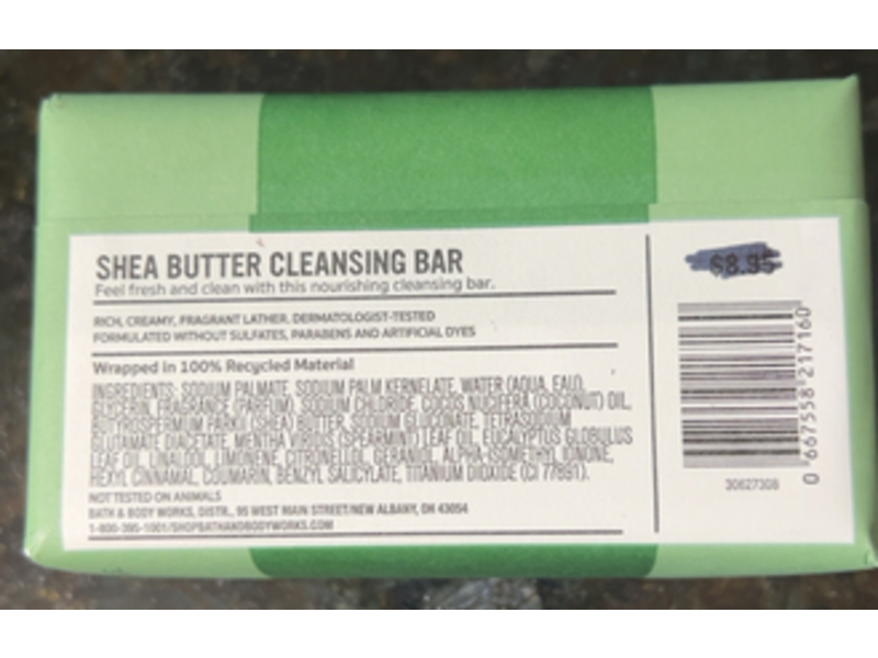 Bath & Body Works Shea Butter Cleansing Bar, Eucalyptus + Spearmint, 5 oz/141.75 g