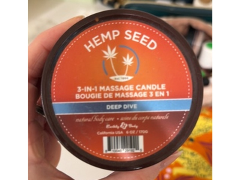 Earthly Body 3-In-1 Massage Candle, Hemp Seed, Deep Dive, 6 oz/170 g