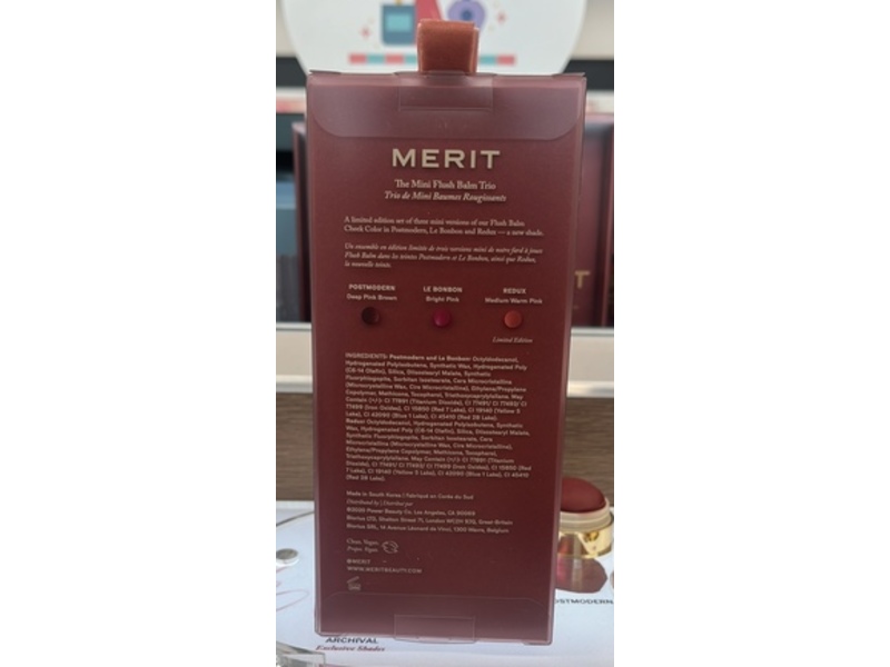 Merit The Mini Flush Balm Trio , PostModern, Le BonBon, Redux, 0.16 oz/4.5 g