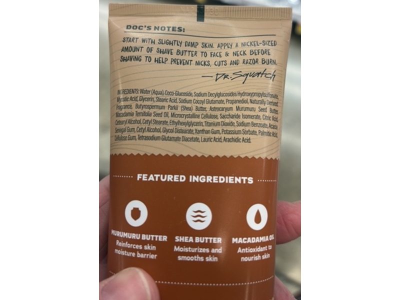 Dr Squatch Men's Easy Glide Shave Butter, Wood Barrel Bourbon, 6 fl oz/177 mL