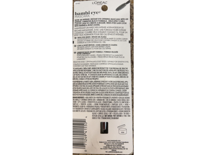 L'Oreal Paris Bambi Eye Mascara, 407 Extra Noir, 0.28 fl oz/8.5 mL