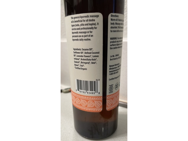 Banyan Botanicals Organic Daily Massage Oil, 12 fl oz/355 mL