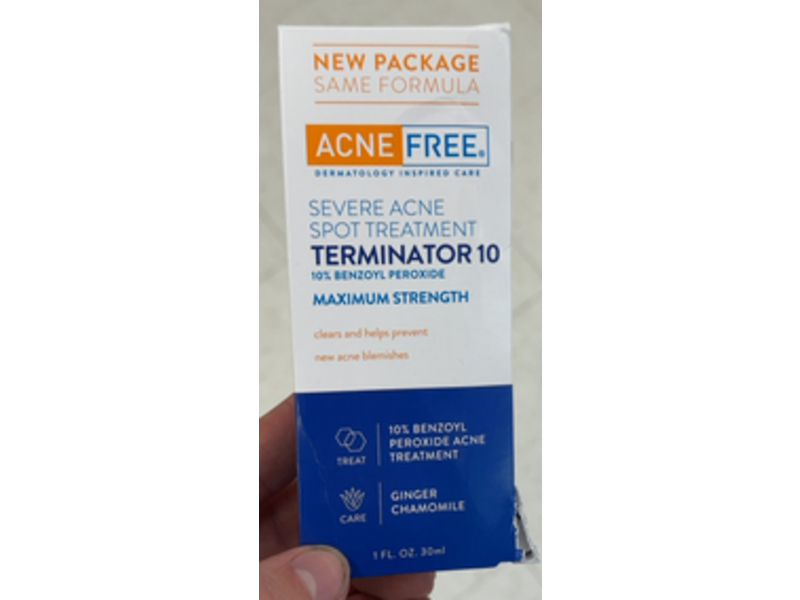 Acne Free Maximum Strength Severe Acne Spot Treatment Terminator 10, 10% Benzoyl Peroxide, 1 fl oz/30 mL