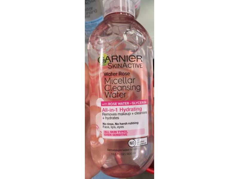 Garnier SkinActive Water Rose Micellar Cleansing Water, Rose Water + Glycerin, 13.5 fl oz/400 mL