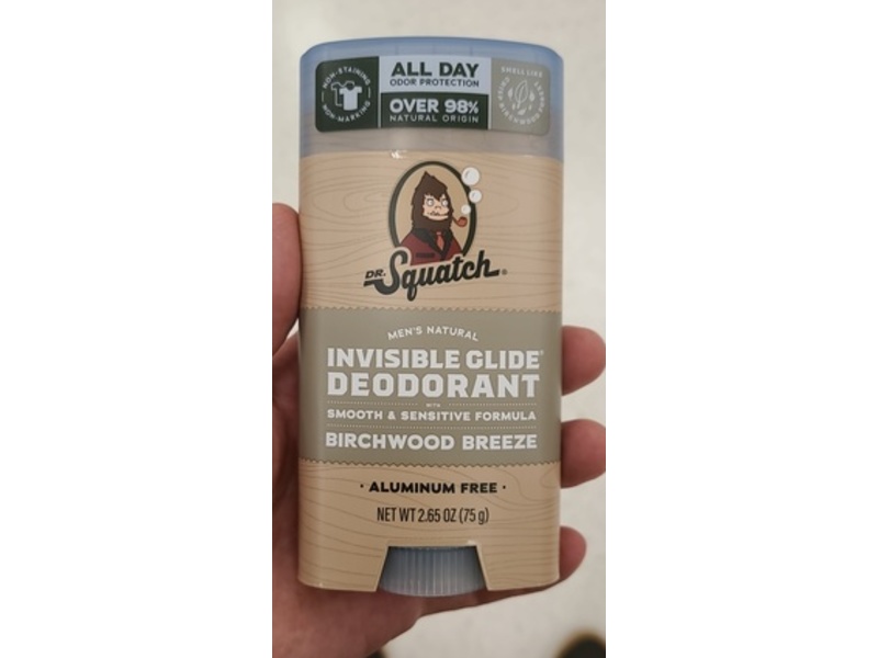 Dr. Squatch Invisible Glide Deodorant, Birchwood Breeze, 2.65 oz/75 g