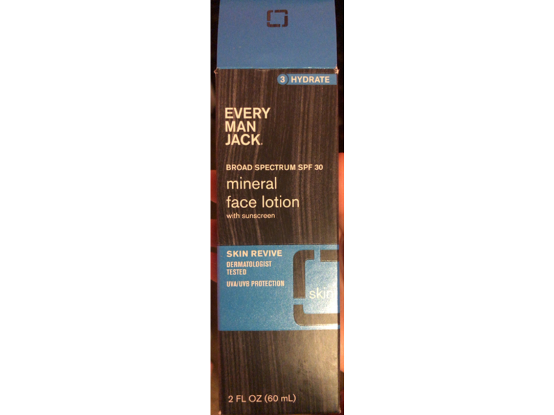 Every Man Jack Mineral Face Lotion, SPF 30, 2 fl oz/60 mL, Pack of 2