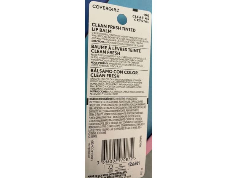 Covergirl Clean Fresh Tinted Lip Balm, Clear As Crystal, 0.14 oz/4.1 g