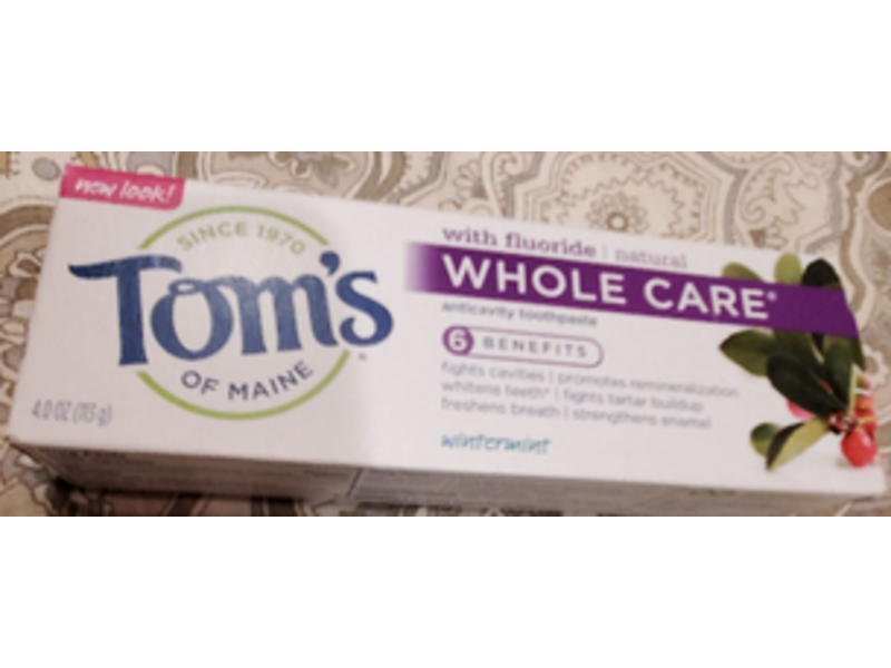 Tom's Of Maine Whole Care Anticavity Toothpaste, Fluoride, Wintermint, 4.0 oz/113 g, Pack Of 3