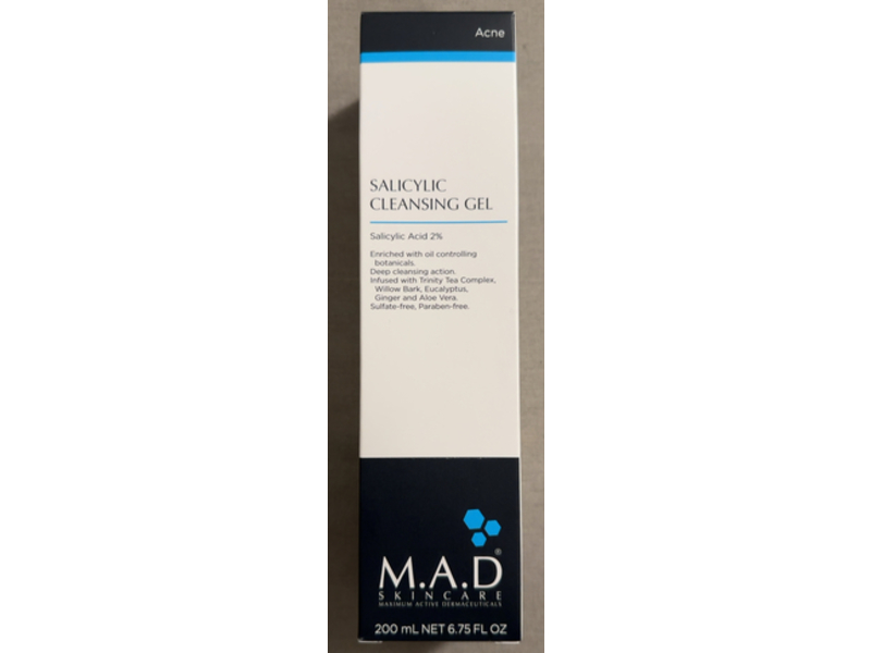 M.A.D Skincare Cleansing Gel, Salicylic Acid 2%, 6.75 fl oz/200 mL