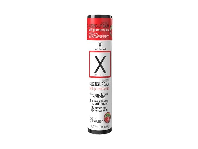 Sensuva X On The Lips Buzzing Lip Balm, Sizzling Strawberry, 0.075 fl oz/2 g