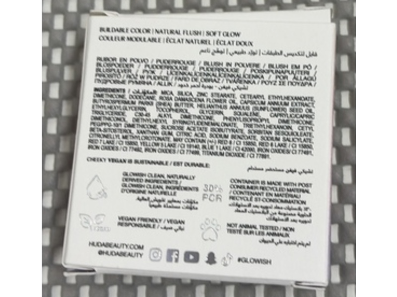 Huda Beauty GloWish Blush Powder, Milky Rose, 0.08 oz/2.5 g