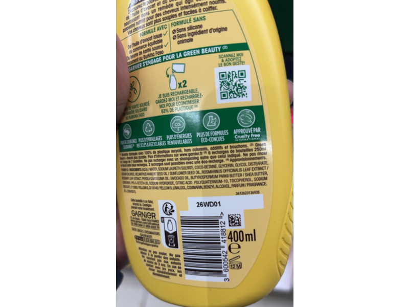 Garnier Ultra Doux Shampooing Nutrition Intense, 400 mL