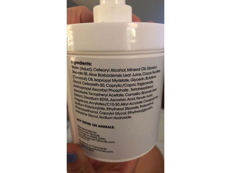 Advanced Clinicals Advanced Brightening Cream, Vitamin C, 16 oz