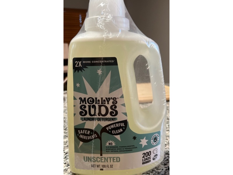 Molly's Suds Laundry Detergent, Unscented, 200 Loads,100 fl oz