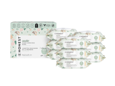 Honest Clean Conscious Wipes, Geo Mood, Fragrance Free, Pack Of 72, 9 Packs