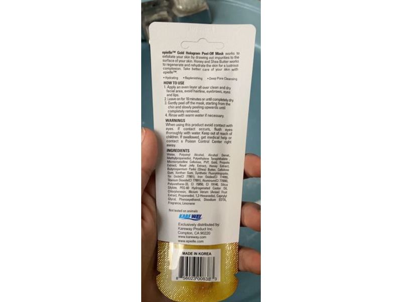 Epielle Hologram Peel-Off Mask, Gold, 0.33 oz/10 mL