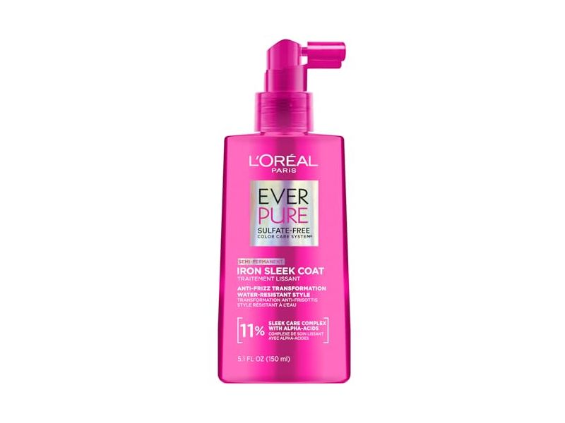 L'Oreal Paris Ever Pure Iron Sleek Coat Anti Frizz Spray, Alpha-Acids, 5.1 fl oz/150 mL