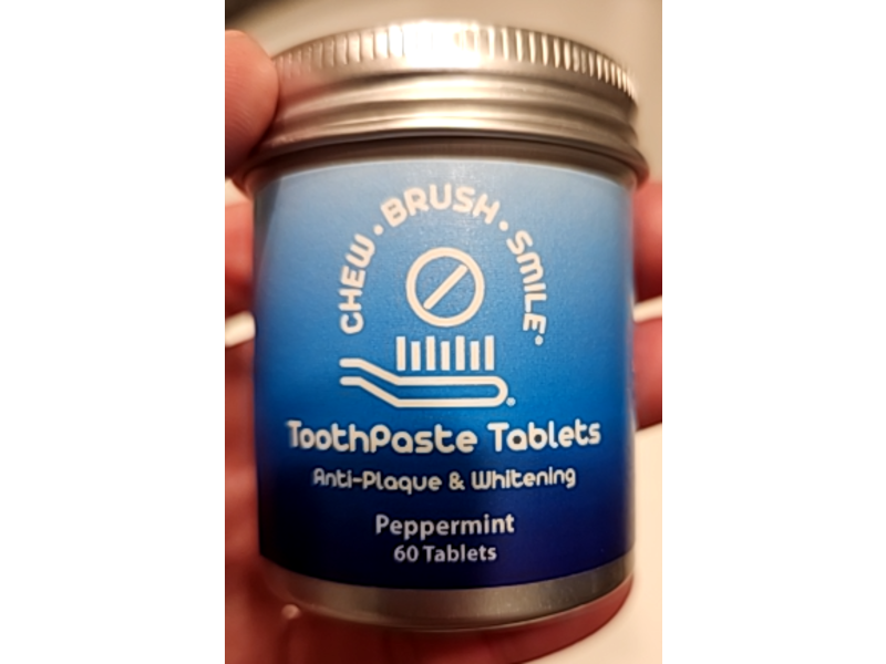 Weldental Chew Brush Smile Toothpaste Tablets, Peppermint, 60 Count