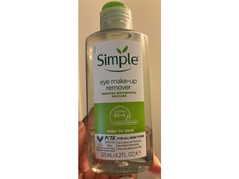 Simple Eye Make-Up Remover, Vitamin B5 + E, 4.2 fl oz/125 mL