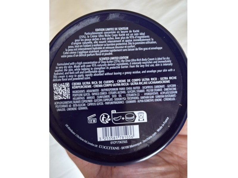 L'Occitane En Provence Ultra Rich Body Cream, Shea Butter, 6.1 oz/175 mL