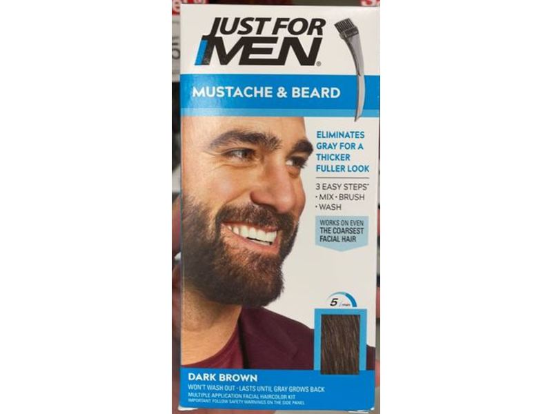 Just For Men Mustache & Beard Brush-In Color Gel, Dark Brown, Pack Of 3