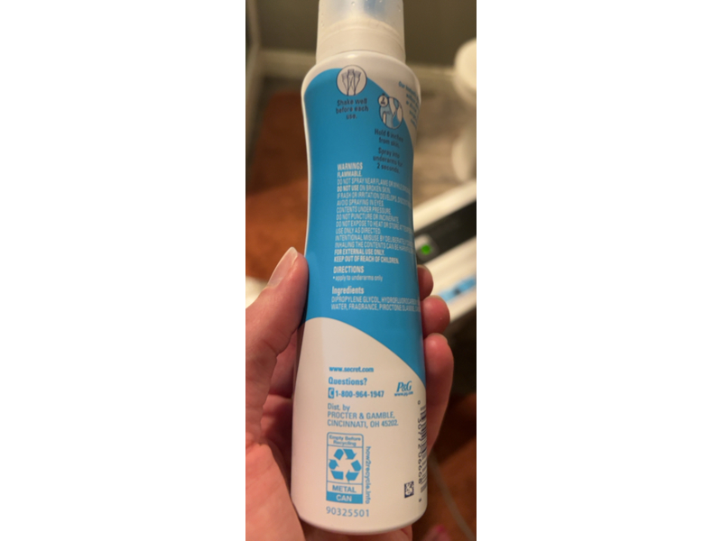 Secret Deodorant Dry Spray, Midnight Jasmine+Hemp Seed Oil, 4.1 oz/116 g, Pack Of 2