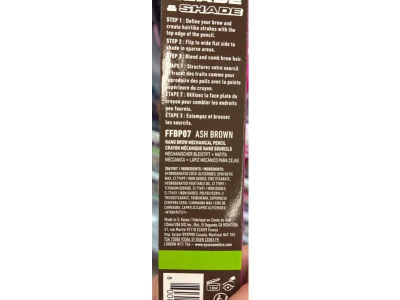 NYX Professional Makeup Blade & Shade Nano Brow Mechanical Pencil, Ash Brown, 0.002 oz/0.06 g