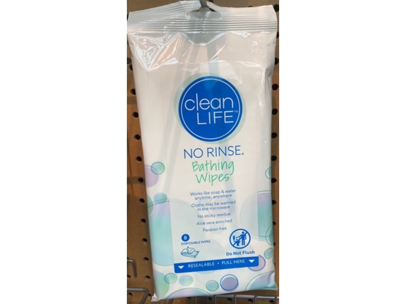 No-Rinse Cleanlife Bathing Wipes, Scented, 8 Count
