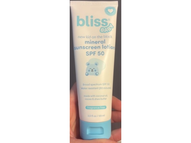 Bliss Baby Mineral Sunscreen Lotion, SPF 50, Fragrance Free, 3 fl oz/89 mL