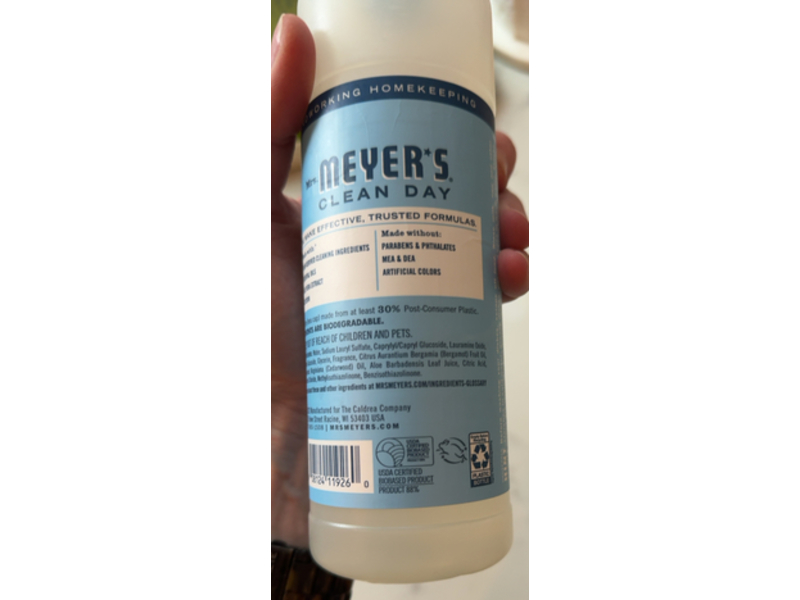 Mrs. Meyer's Clean Day Dish Soap, Rain Water Scent, 16 fl oz/473 mL