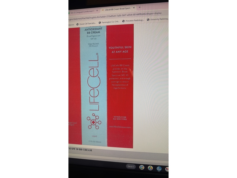 Lifecell Hydrating Antioxidant BB Cream Sunscreen, SPF 30 Light, 1.7 fl oz/50 mL