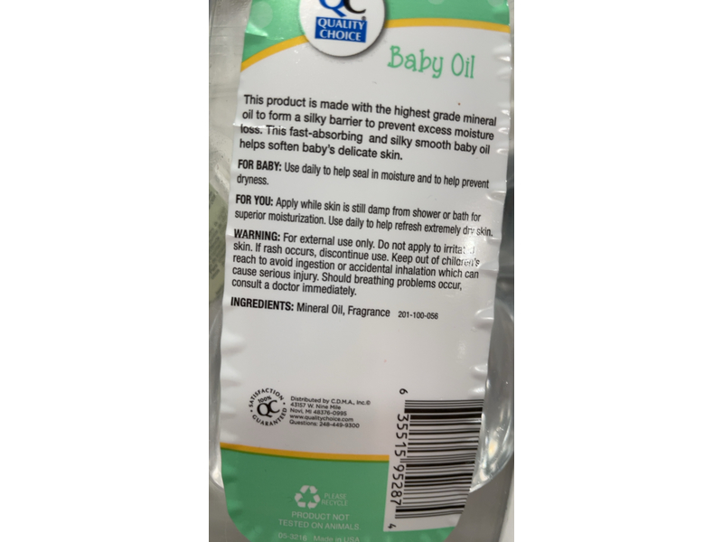 QC Baby Oil, 20 oz