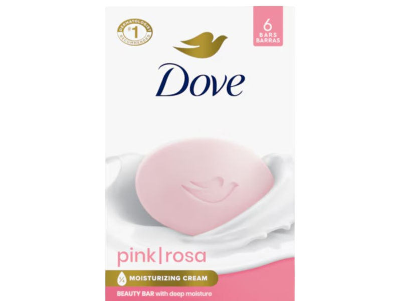 Dove Moisturizing Cream Beauty Bar, Pink Rose, 3.17 oz/90 g, Pack Of 6