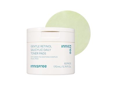 Innisfree Gentle Retinol Salicylic Daily Toner Pads, 5.74 fl oz/170 mL, 60 Count