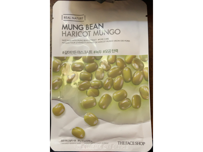 The Face Shop Real Nature Face Mask, Mung Bean, 0.70 oz/20 g