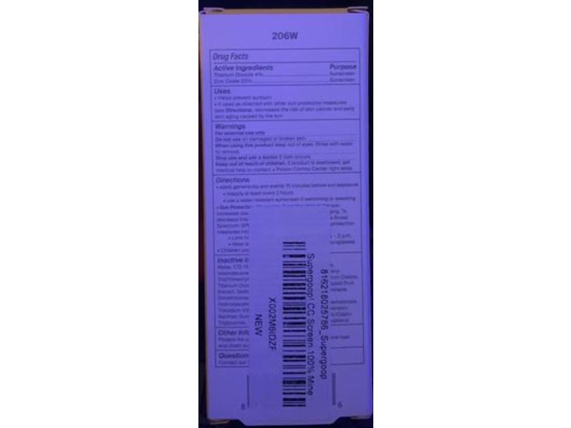 Supergoop CC Screen Sunscreen, SPF 50, 206 W, 1.6 fl oz/47 mL