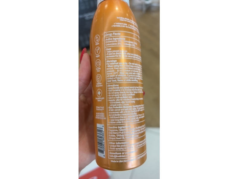 Live Tinted Hueguard Invisible Body Mist, SPF 50, 5.5 oz/155 g