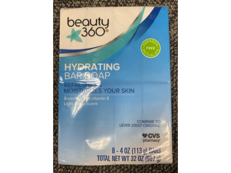 Beauty 360 Hydrating Bar Soap, Vitamin E, 4 oz/113 g, 8 Count