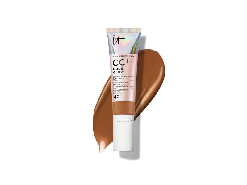 it Cosmetics CC+ Nude Glow Skin Tint, Deep Honey, SPF 40, 1.08 fl oz/32 mL