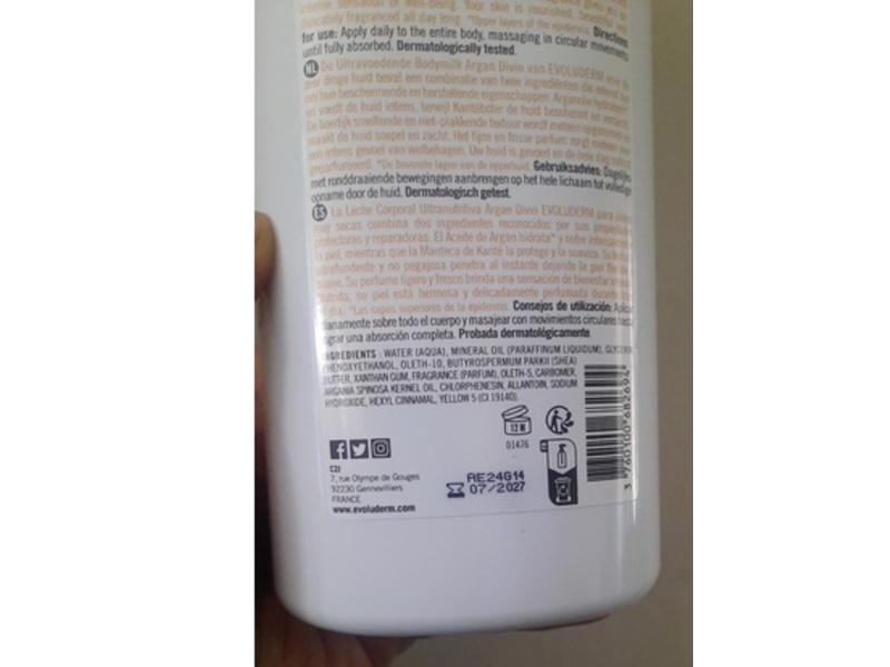 Evoluderm Ultra-Nourishing Body Lotion, Argan Divin, 34 fl oz/1000 mL, Pack of 3