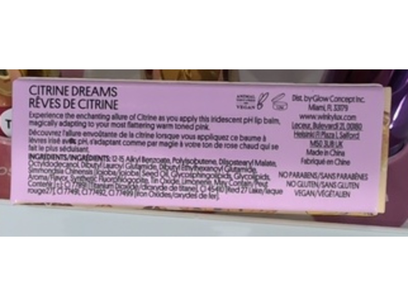 Winky Lux Lip Balm, Citrine, 0.13 oz/3.6 g