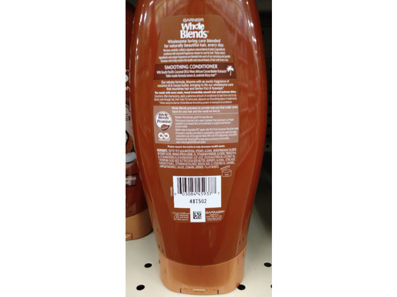 Garnier Whole Blends Smoothing Conditioner, Coconut Oil & Cocoa Butter Extracts, 22 fl oz/660 mL