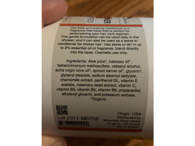 Mountain Rose Herbs Ingredient Conditioner Base, 16 fl oz/473 mL