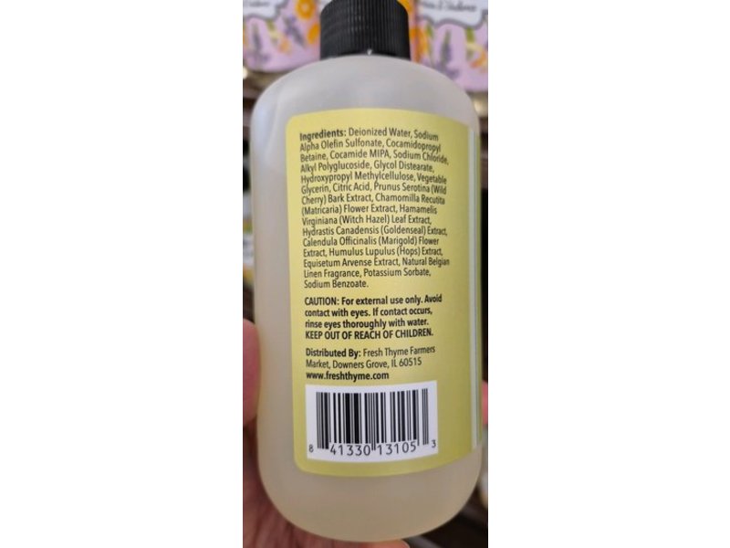 Fresh Thyme Plant Based Hand Soap, Belgian Linen, 12 fl oz/355 mL